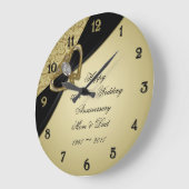 ゴールド ブラック 50周年 結婚記念日 ラージ壁時計 (傾斜)