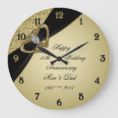 ゴールド ブラック 50周年 結婚記念日 ラージ壁時計 (正面)
