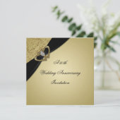 ゴールド ブラック 50周年 結婚記念日 招待状 (スタンド正面)