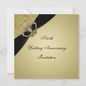 ゴールド ブラック 50周年 結婚記念日 招待状 (正面)