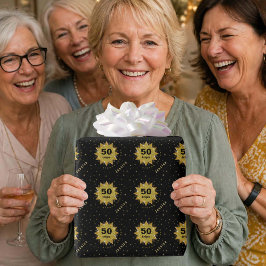 ゴールド ブラック 50歳の誕生日 ギラギラした太陽 ラッピングペーパー
