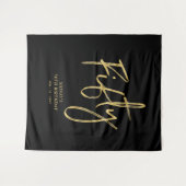 ゴールド＆ブラック 50歳誕生日パーティー 背景タペストリー タペストリー (正面(横))