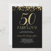 ゴールド ブラック 50歳 お誕生日おめでとう 50周年 招待状 (正面)