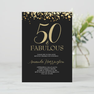ゴールド ブラック 50歳 お誕生日おめでとう 50周年 招待状