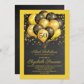 ゴールド ブラック 50 ファビュラス 招待状 (正面/裏面)