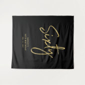 ゴールド＆ブラック 60歳誕生日パーティー 背景 タペストリー (正面(横))