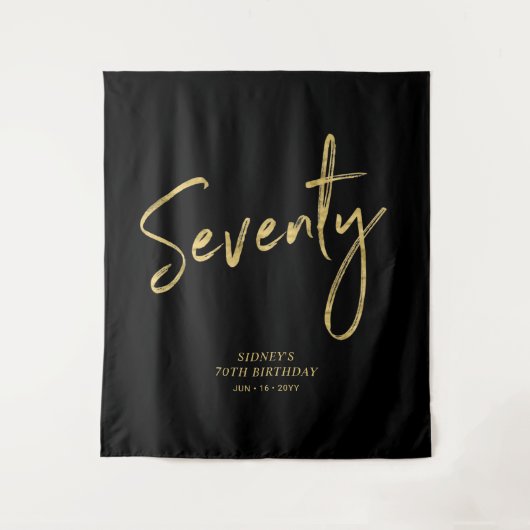 ゴールド＆ブラック 70歳誕生日パーティー 背景 タペストリー (正面)