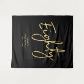 ゴールド&ブラック 80歳の誕生日パーティー 背景 タペストリー (正面(横))