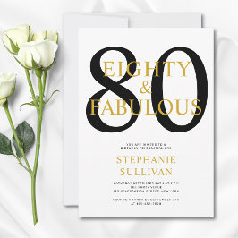 ゴールド ブラック 80歳の誕生日パーティー Eighty and Fabulous 招待状