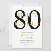 ゴールド ブラック 80歳の誕生日パーティー Eighty and Fabulous 招待状 (正面)