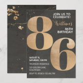 ゴールド ブラック 86歳の誕生日招待状 招待状 (正面/裏面)