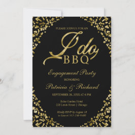 ゴールド ブラック I DO BBQ 婚約パーティー招待状 案内状