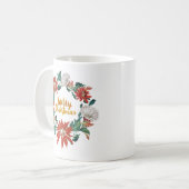 ゴールド ブラッシュスクリプト クリスマス 花輪 コーヒーマグカップ (正面左)