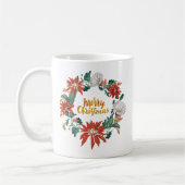 ゴールド ブラッシュスクリプト クリスマス 花輪 コーヒーマグカップ (左)