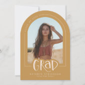 ゴールド ブラッシュピンク フォト 卒業発表 招待状 (正面)