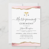 ゴールド ブラッシュ アゲート 看護師 ピニング式 招待状 (正面)