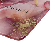 ゴールド ブラッシュ ピンク バーガンディー フラワーブライダルシャワー カッティングボード (角)