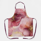 ゴールド ブラッシュ ピンク バーガンディ フローラル エプロン (正面)