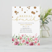 ゴールド ブラッシュ ピンク フローラル ブライダル ブランチ ブライダル シャワー 招待状 (スタンド正面)