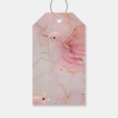 ゴールド ブラッシュ ピンク 鳥 ベビーシャワー ギフトタグ (裏面)