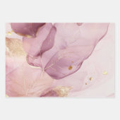 ゴールド ブラッシュ ピンク 鳥 ベビーシャワー ラッピングペーパーシート (正面2)