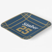 ゴールド&ブルーのスポーツテーマパーティープレート ペーパープレート (傾斜あり)