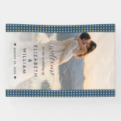 ゴールド&ブルー水玉の結婚式 オーダーメイド 横断幕 (横)
