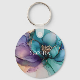 ゴールド ブルー アクア パープル フラワー ブライダルシャワー キーホルダー