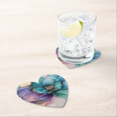 ゴールド ブルー アクア パープル フラワー ブライダル シャワー ペーパーコースター (インサイチュ)