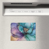 ゴールド ブルー アクア パープル フラワー ブライダル シャワー マグネット (インサイチュ (食洗機))