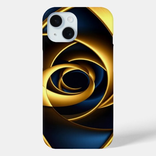 ゴールド ブルー スパイラル 抽象的 渦巻き パターン 高級感 ある Case-Mate iPhoneケース (裏面)