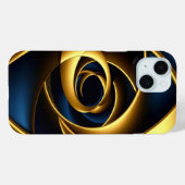 ゴールド ブルー スパイラル 抽象的 渦巻き パターン 高級感 ある Case-Mate iPhoneケース (裏面 (横))
