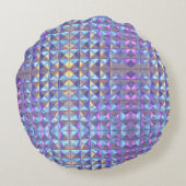 ゴールド、ブルー、パープルの虹彩幾何学模様2 ラウンドクッション (裏面)