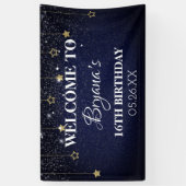 ゴールド ブルー プロム アンダーザスターズ 星空の夜 誕生日 横断幕 (縦)