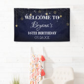 ゴールド ブルー プロム アンダースターズ 星空の夜 誕生日 横断幕 (インサイチュ)