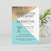 ゴールド ブルー ホワイト ジオ トライアングル 卒業式 招待状 (スタンド正面)