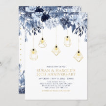 ゴールド & ブルー | ライト、花の結婚記念日