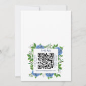 ゴールド ブルー 紫陽花 QR コード カトリック 結婚式 招待状 (裏面)