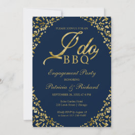 ゴールド ブルー I DO BBQ 婚約パーティー招待状 案内状