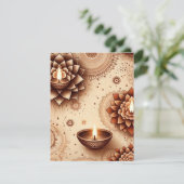 ゴールド＆ブロンズ ディワリ スクラップブック ペーパー プリント 招待状 (スタンド正面)