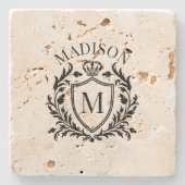 ゴールド ヘラルドック クレスト クラウン モノグラム ストーンコースター (正面)