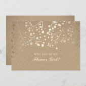 ゴールド ベイビーズ ブレス ウェディング フラワーガール 招待状 (正面/裏面)