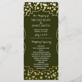 ゴールド ベイビーズ ブレス フラワーリーフ オリーブ ウェディング プログラム