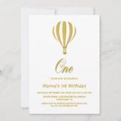 ゴールド ホットエアバルーン 1歳誕生日パーティー 招待状 (正面)