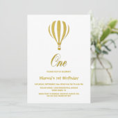 ゴールド ホットエアバルーン 1歳誕生日パーティー 招待状 (スタンド正面)