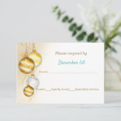 ゴールド＆ホワイトのオーナメントが彩るクリスマスウェディング 招待状 (スタンド正面)