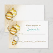 ゴールド＆ホワイトのオーナメントを使ったクリスマスウェディング 招待状 (正面/裏面)