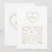 ゴールド - ホワイトの結婚式招待状カード 招待状 (正面/裏面)