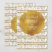 ゴールド ホワイト エジプト エジプト グラム モダン シック ウェディング 招待状 (正面/裏面)