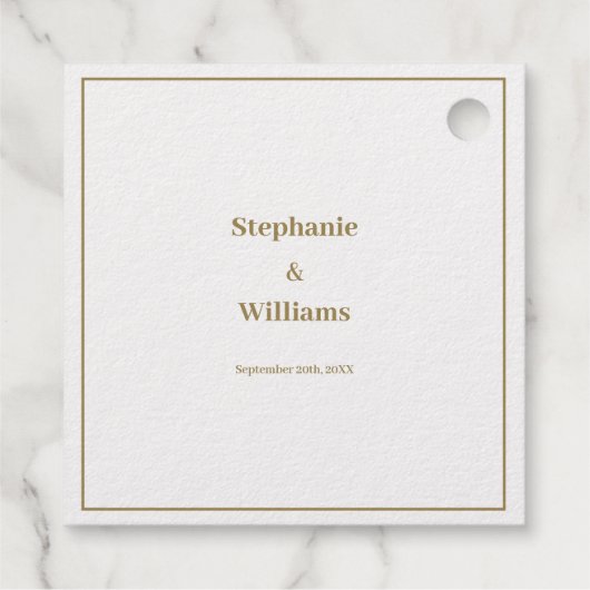 ゴールド ホワイト エレガント ウェディング ミニマル モダン フェイバータグ (裏面)